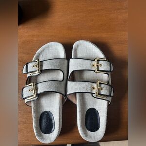 J. Crew Women's Tan Sandals with Gold Accents